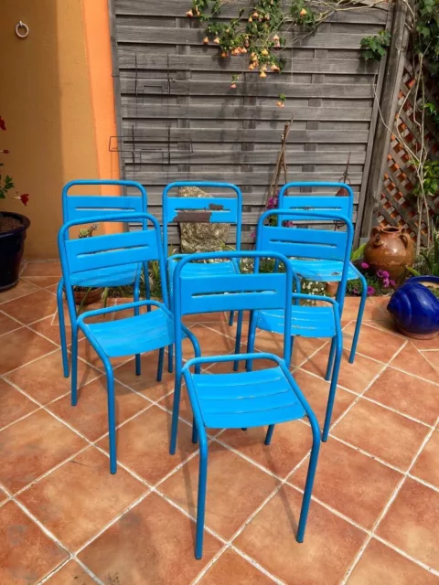 Lot de 6 chaises café métal bleu