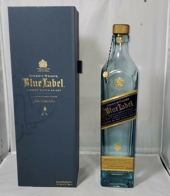 JOHNNIE WALKER BLUE Label Blended Scotch Whisky Case with Empty Bottle
