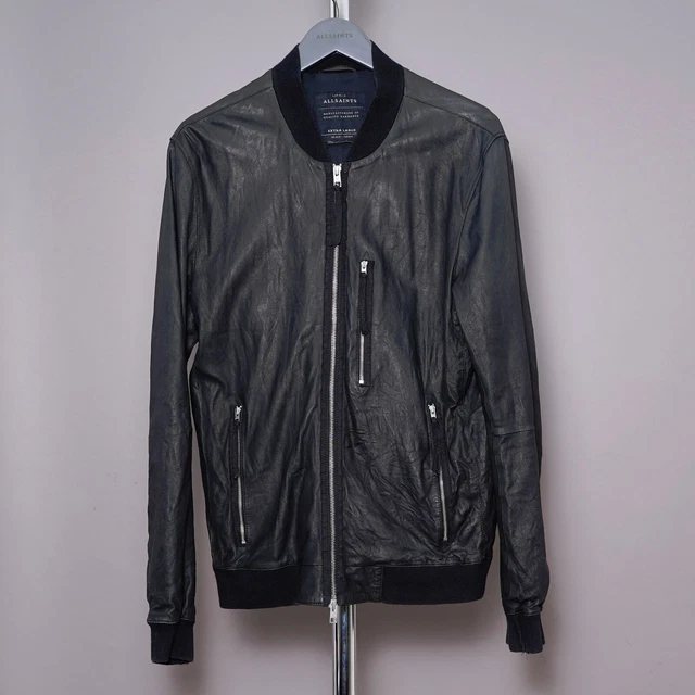 ALL SAINTS MEN S Black Blenheim Leather Bomber Jacket Size Small 78.21 PicClick UK
