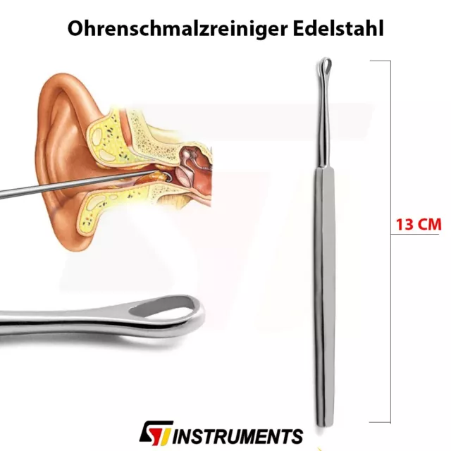 Ohrenreiniger Ohrenschmalz-Entferner - Ohrhygiene Pflege Tool 13 CM Edelstahl