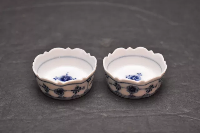 Set of 2 Blue Fluted - Royal Copenhagen - Open Salt cellars Dishes bowls (Chip)