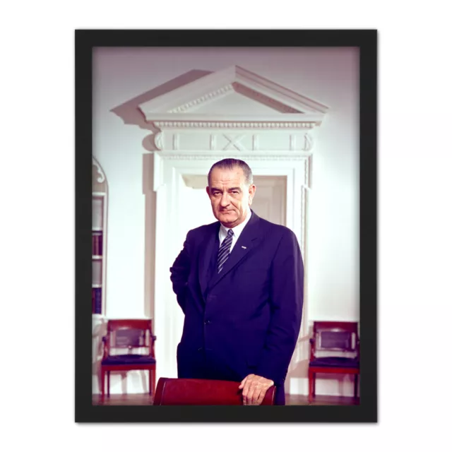 Portrait President Lyndon Johnson White House Photo Framed Wall Art Print 18X24