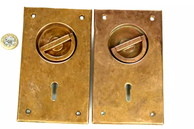 ONE SPLENDID PAIR OF ART DECO BRONZE RECESSED DOOR HANDLES 1930s-50s