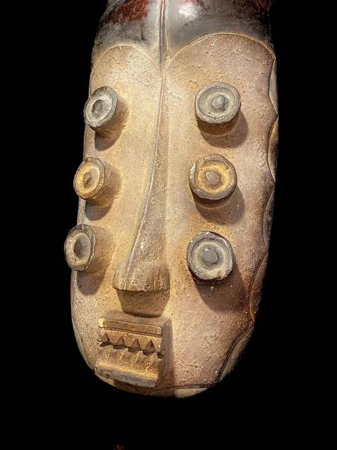 African Tribal Face Mask Wood Hand Carved Vintage Wall Hanging Grebo Kru-5732 6