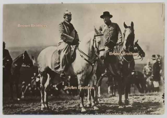1910 Theodore Roosevelt Horseback w/ Kaiser Wilhelm Photo & Film Negative #2 (2