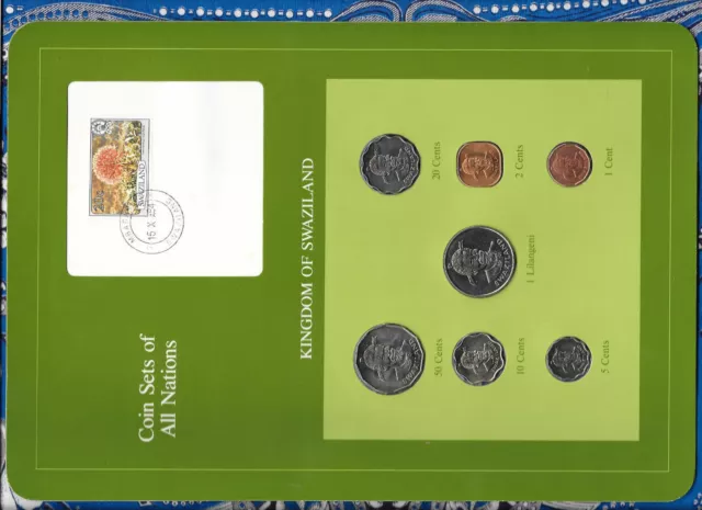 Coin Sets of All Nations Swaziland wcard 1975-1982 UNC 50 cents 1 Lilangeni 1981