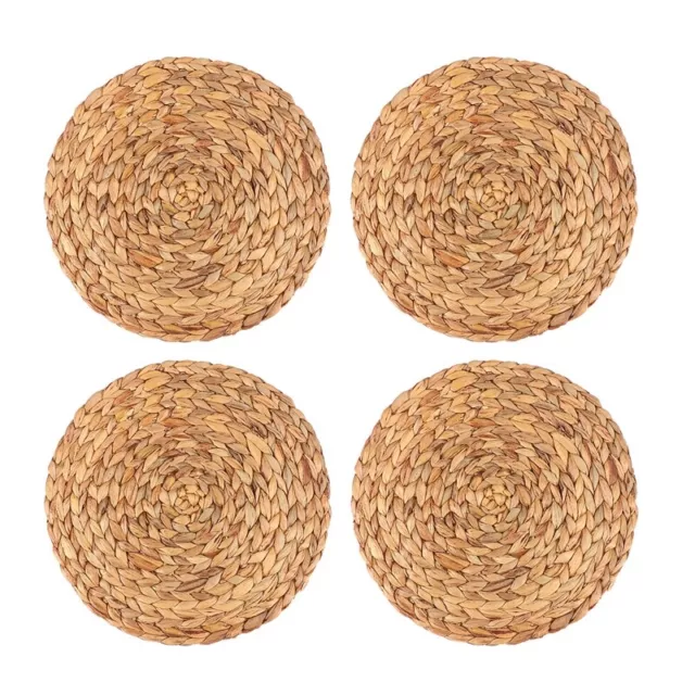 4Pc Calabaza de Agua Natural Tejida Mantel Redondo Tejido de Ratán Estera d7878