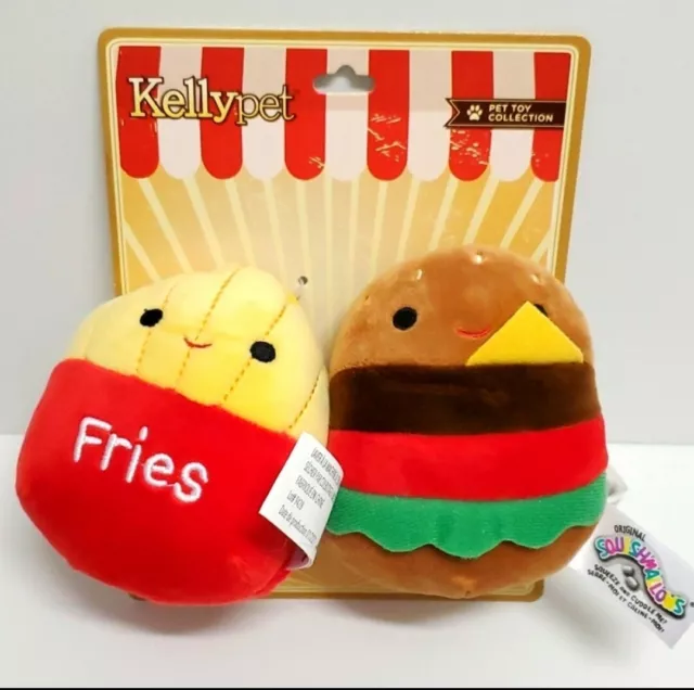 Squishmallow KellyPet KellyToy 2 Pack Pet Toy Collection Burger and Fries NWT