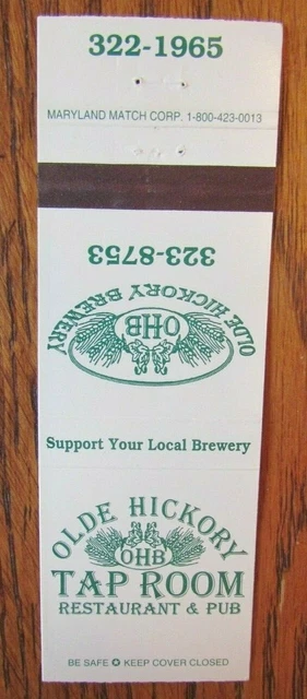 Olde Hickory Brewery Brew Pub Matchbook Matchcover (Hickory, North Carolina) -E1