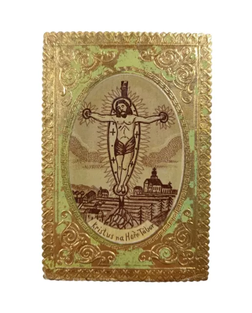 *HH* Antico santino holy card immaginetta votiva sacra croce Gesù crocifisso