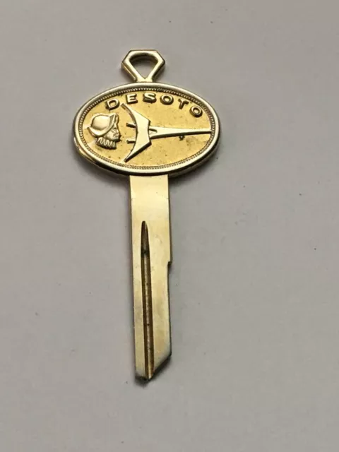 Vintage Plymouth Desoto Gold Toned Blank Keychain, Uncut Key Ring