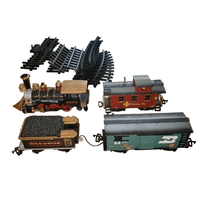 VINTAGE GOLD RUSH Train Engine with Freight Cars, Caboose, and original