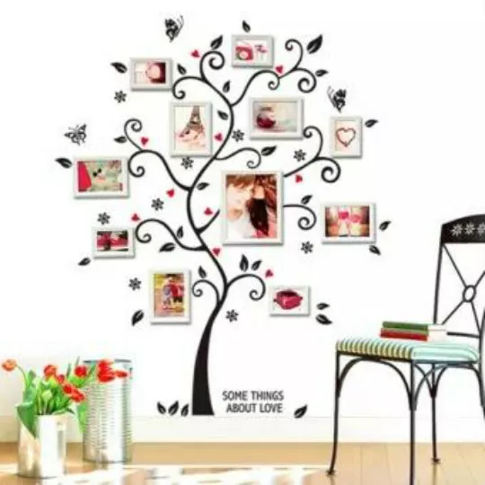 Chic Black Photo Frame Tree Flower Mural Wall Sticker Decoration Room Decals