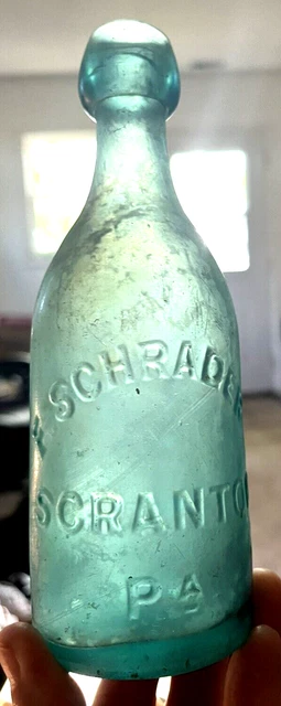 Nice Aqua Long Neck Blob Soda F. Schrader Scranton, Pa 1860'S Era Dug L@@K