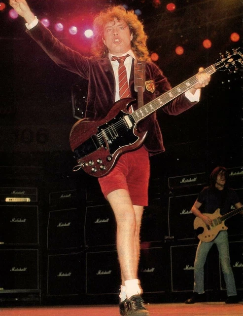 ANGUS YOUNG AC/DC concert stage shot pinup picture photo clipping ...