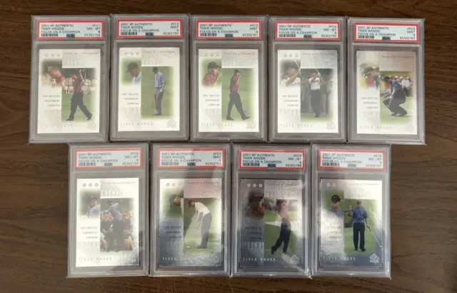 Tiger Woods 2001 SP Authentic Golf Focus On A Champion COMPLETE PSA 9 CARD SET