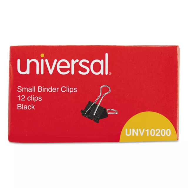 UNIVERSAL Small Binder Clips 3/8" Capacity 3/4" Wide Black 12/Box 10200