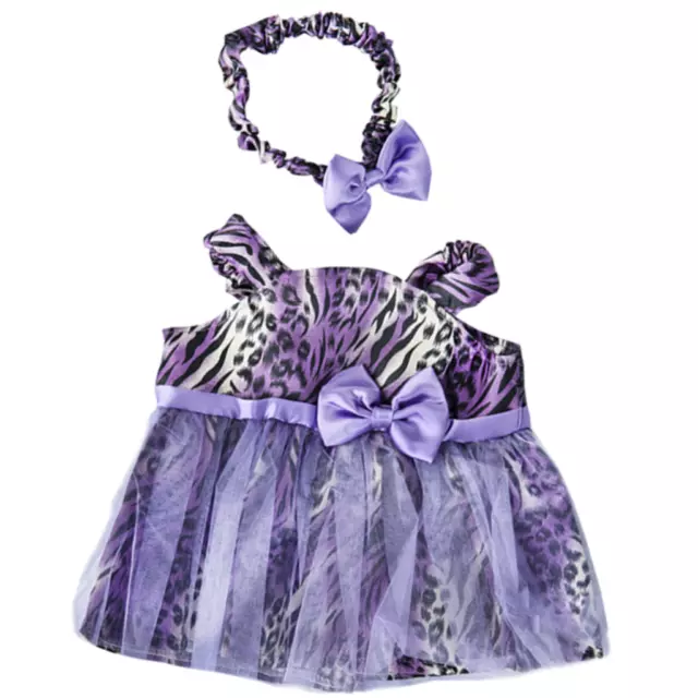 TEDDY BEAR CLOTHES purple leopard party dress  FITS 16" /40cm BUILD A TEDDY BEAR