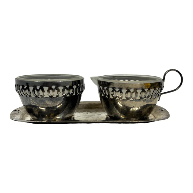 Antique MADE IN ENGLAND Silverplate Ornate Sugar & Creamer Set