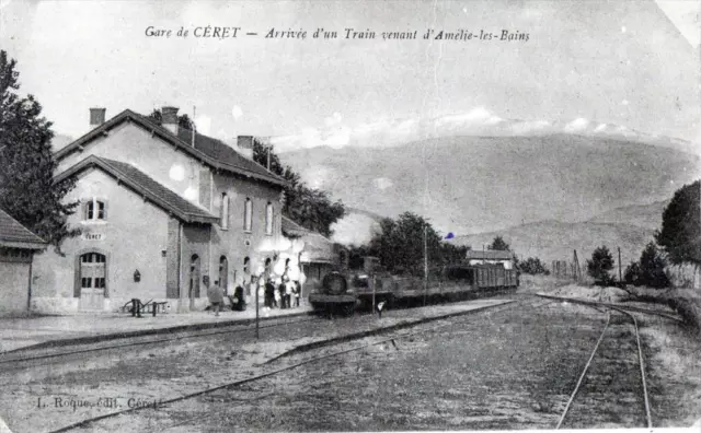 Cpa 66 Gare De Ceret Arrivee D'un Train Venant D'amelie Les Bains (Belle Cpa Ave