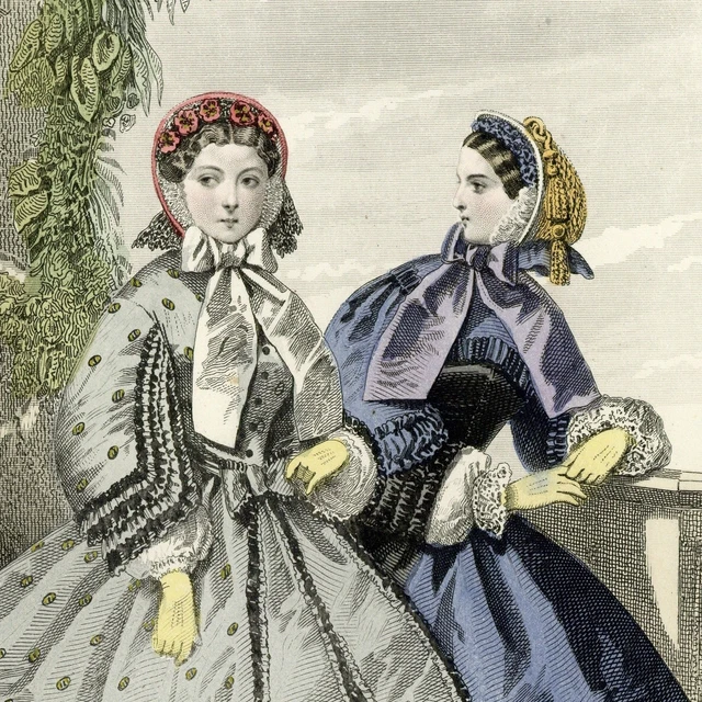 Les modes Parisiennes Couture Elegance Demoiselles - Gravure Aquarelle XIXe