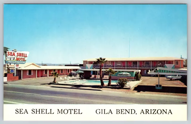 c1960s Sea Shell Motel Highway 80 Gila Bend Arizona Vintage Postcard