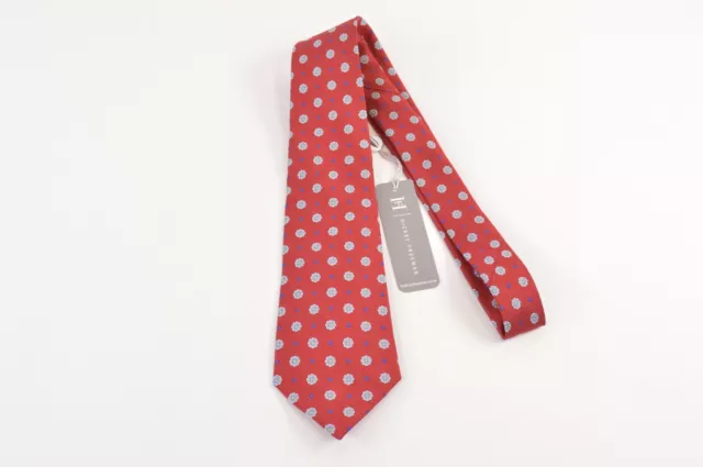 Hickey Freeman NWT Boys Neck Tie In Red Blue & Silver 100% Silk