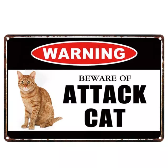 fr Beware of Cat Metal Retro Tin Sign Vintage Poster Wall Art Plaque Painting