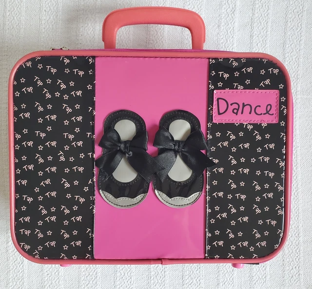Tap Dancing Suitcase Carrying Bag Pink & Black 2 Way Zip 13 inch