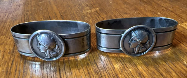 pair of Medallion coin silver napkin rings Gorham 440 not scrap 57.3 grams total