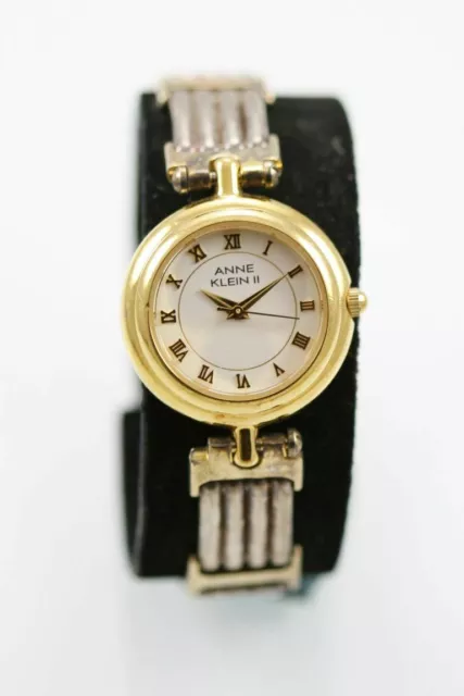 Anne Klein Montre Femme Argent Or Inoxydable Eau Résistant Batterie Blanc Quartz