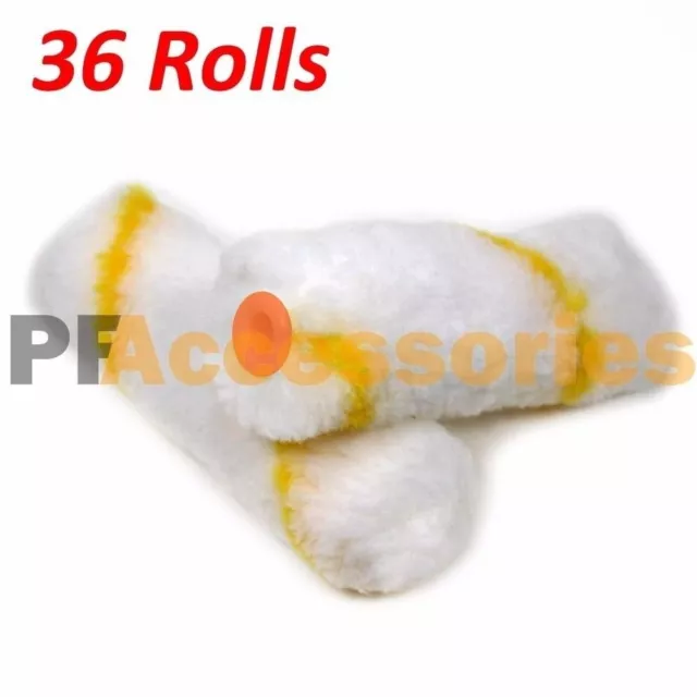 36 Rolls 4" inch Mini Paint Roller Covers Refill Gold Stripe Soft Woven 1/2" Nap