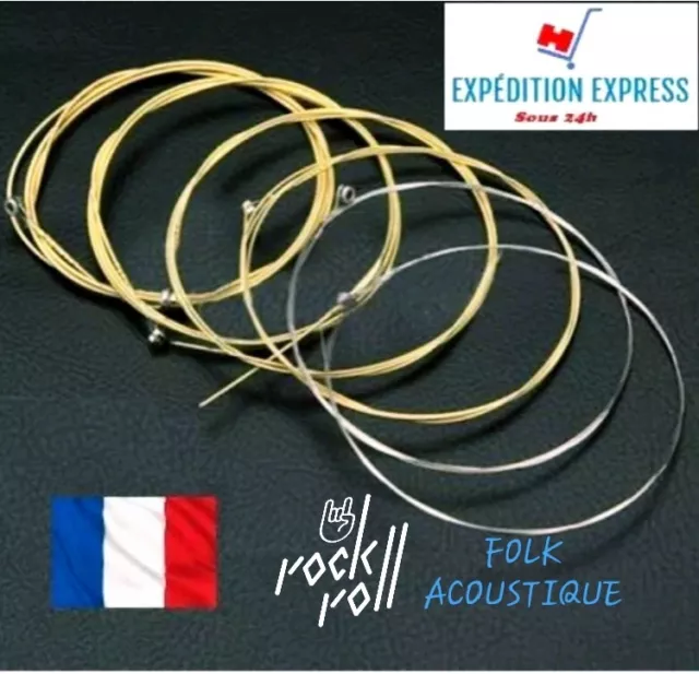 Set jeu de 6 cordes guitare acoustique BRONZE.