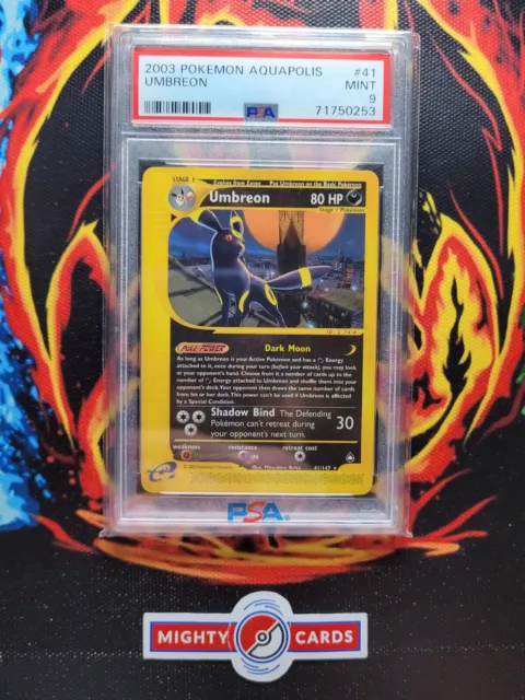 Carta Pokemon Card Nachterara Umbreon 41/147 Aquapolis Set Non Olo PSA 9 MINT