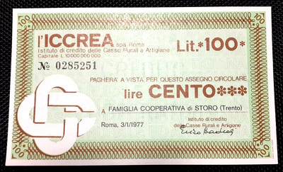 COMMERCIANTI CORTINA D'AMPEZZO FDS MINIASSEGNI ICCREA 15-06-77 ASS 
