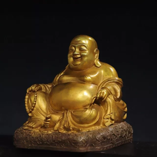 10& OLD ANTIQUE Tibet Tibetan Buddhism temple Bronze gilt Maitreya ...