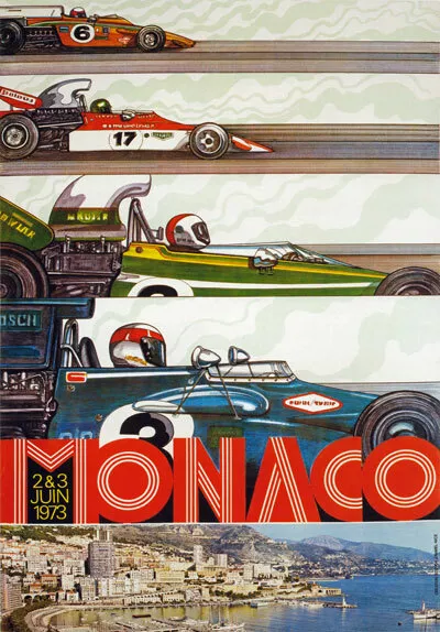 AV99 Vintage 1973 Monaco Grand Prix Motor Racing Poster Art Re-print A4