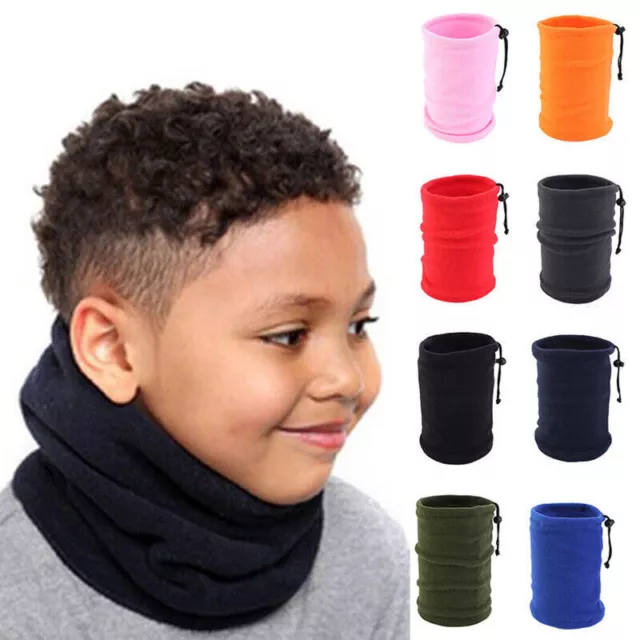 Children Kids Winter Fleece Neck Warmer Snood Scarf Thermal Tube Bandana Plain