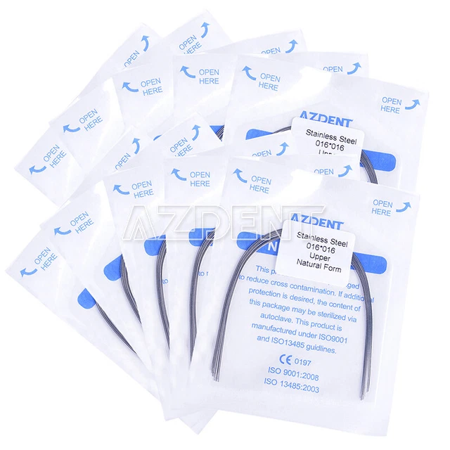 Dental Rectangular Arch Wire Stainless Steel 16*16/22 Upper/Lower Natural AZDENT