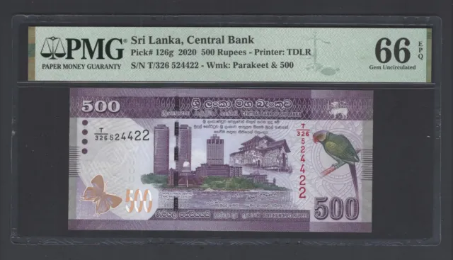 Sri Lanka 500 Rupees 2020 P126g Uncirculated Grade 66