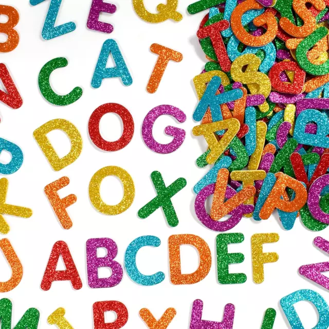 Glitter Foam Stickers, Alphabet Pack of 156 Letters, Self-Adhesive Stickers for