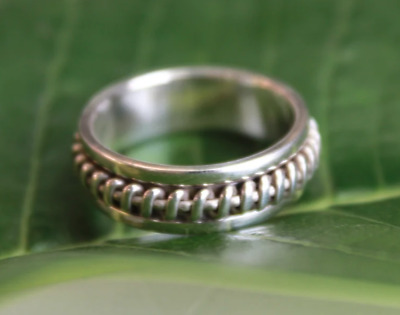 Spinner Band 925 Sterling Silver Ring Anxiety Twine Ring Women Ring Size-9 KO1