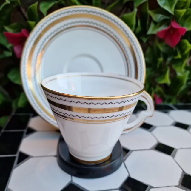 Vintage Chapmans Longton Ltd Standard China Art Deco Shape Tea Cup Saucer Duo 3