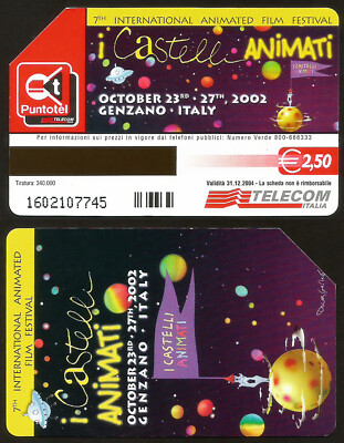 SCHEDA TELEFONICA CASTELLI ANIMATI International Animated Film Festival FUMETTO 