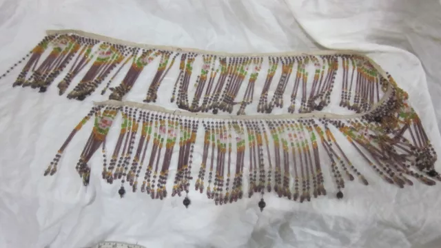 58" Antique Vintage Czech Long Purple Glass Tube Beaded Bead Lampshade Fringe