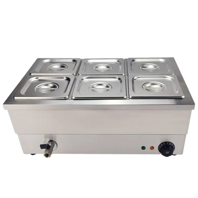 6 Pots Commercial  Bain Marie Catering Wet Well Wet Heat Electric Food Warmer AU