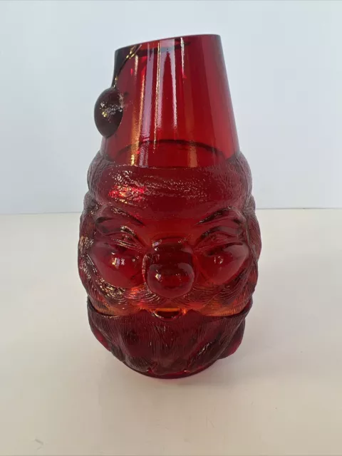 Vintage Fenton Santa Fairy Lamp Red Glass 2 Piece Candle Votive Light