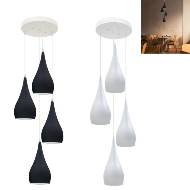 Modern Hanging CeilingLight 4Head Black,White Beat Style Long Shade Pendant Lamp