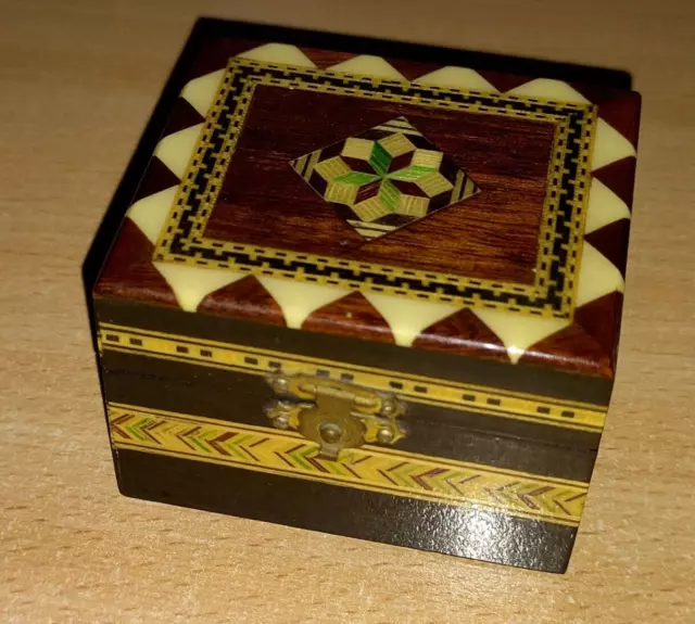 Hand Made Wooden Spanish Marquetry Inlaid Trinkets Box