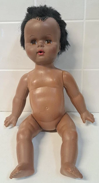African American Vintage Doll Hard Plastic Sleepy Eye Drink & Wet Jointed 14"